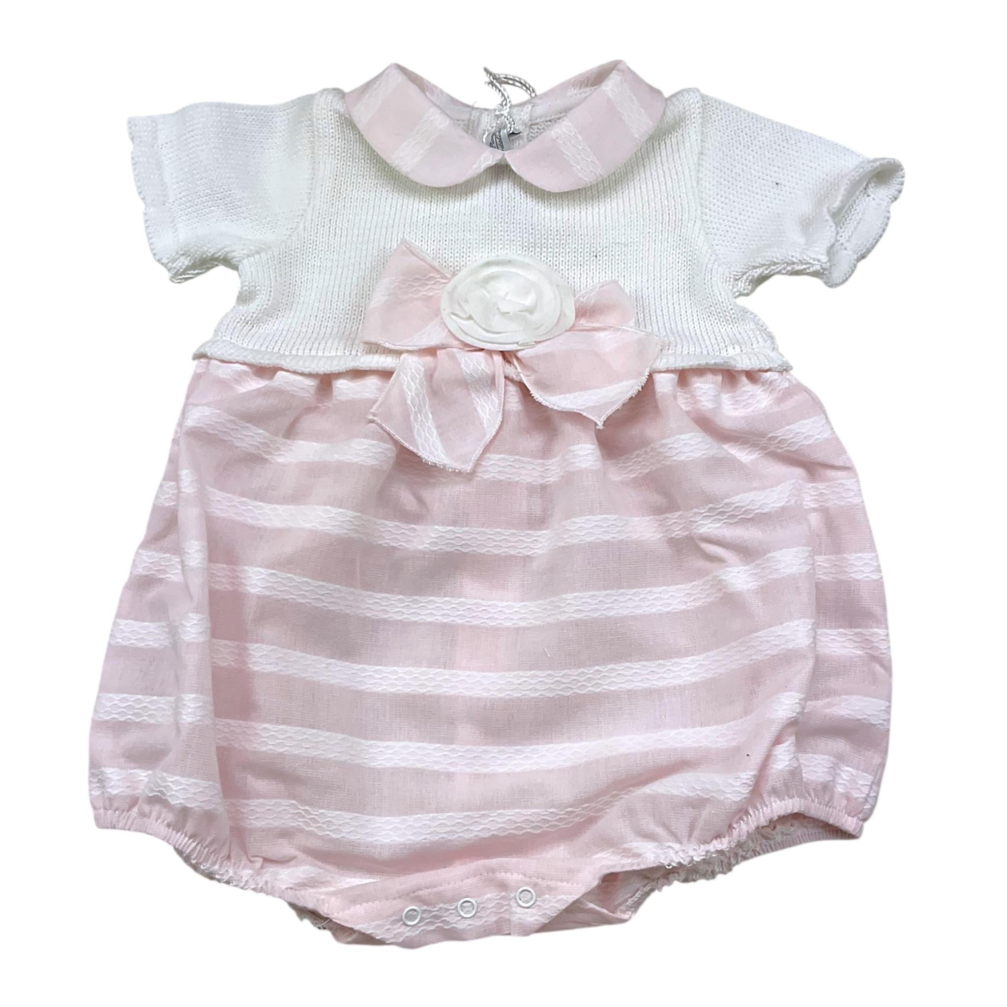 La Sartoria Dei Piccoli Pagliaccetto Bicolore Mezza Manica per Neonata LP313 BIANCO LA SARTORIA DEI PICCOLI 