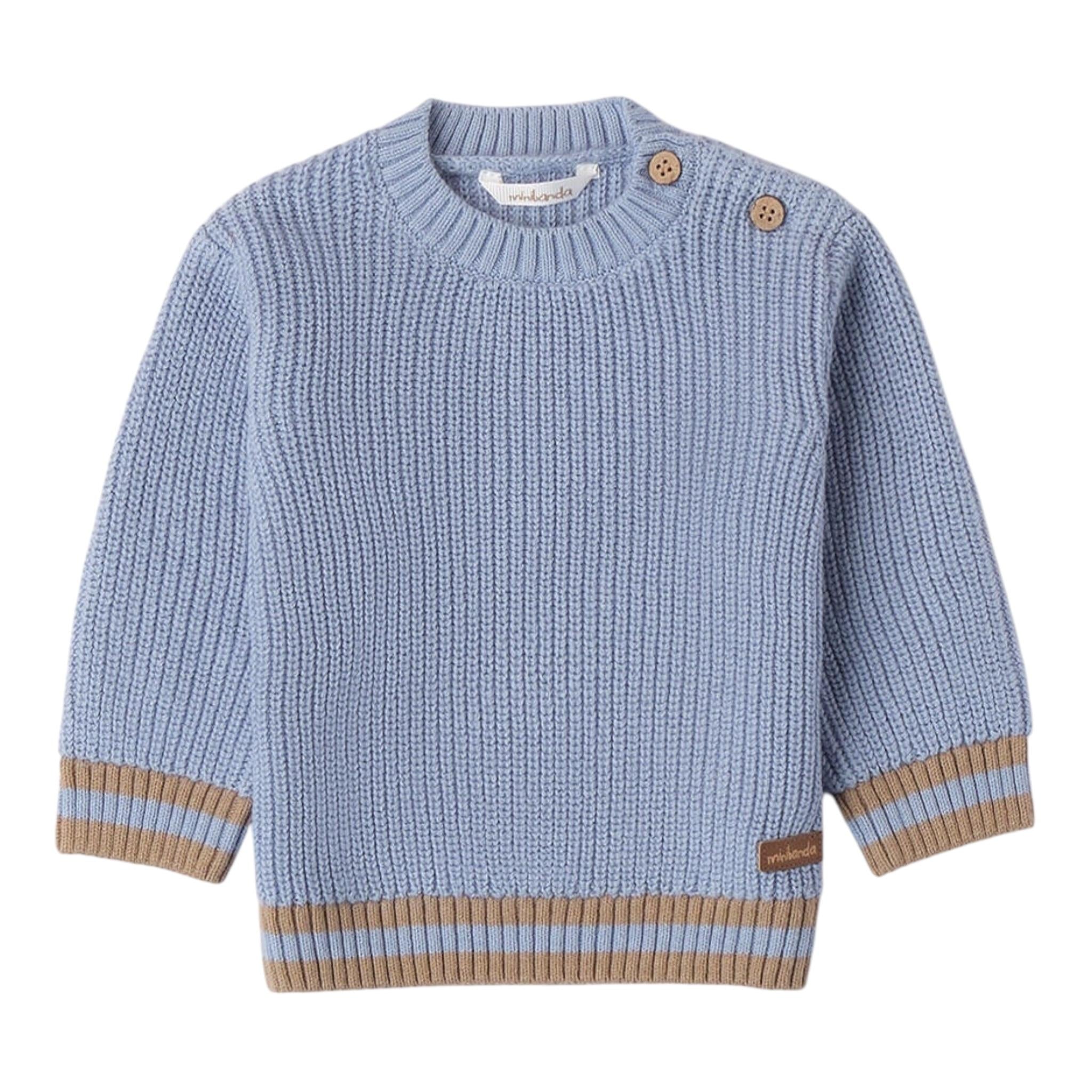 MINI BANDA maglia tinta unita con profili in contrasto Azzurro per Neonato 3A669 AZZURRO MINI BANDA 