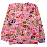 Mousse Kids Solid Color Round Neck Sweatshirt With Pink Barbie Prints For Girls