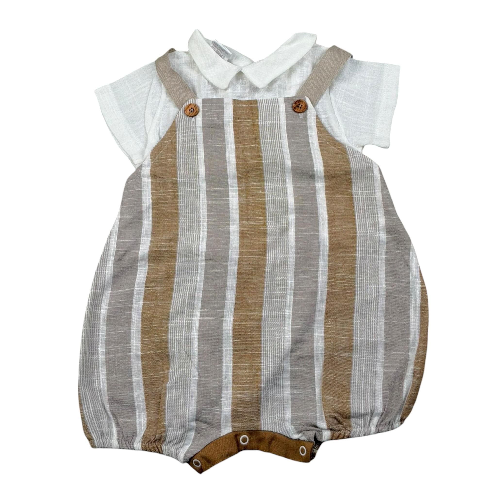 Babyvip Pagliaccetto Tricolore con Fantasia A Righe per Neonato T2809 CAMMELLO BABYVIP 