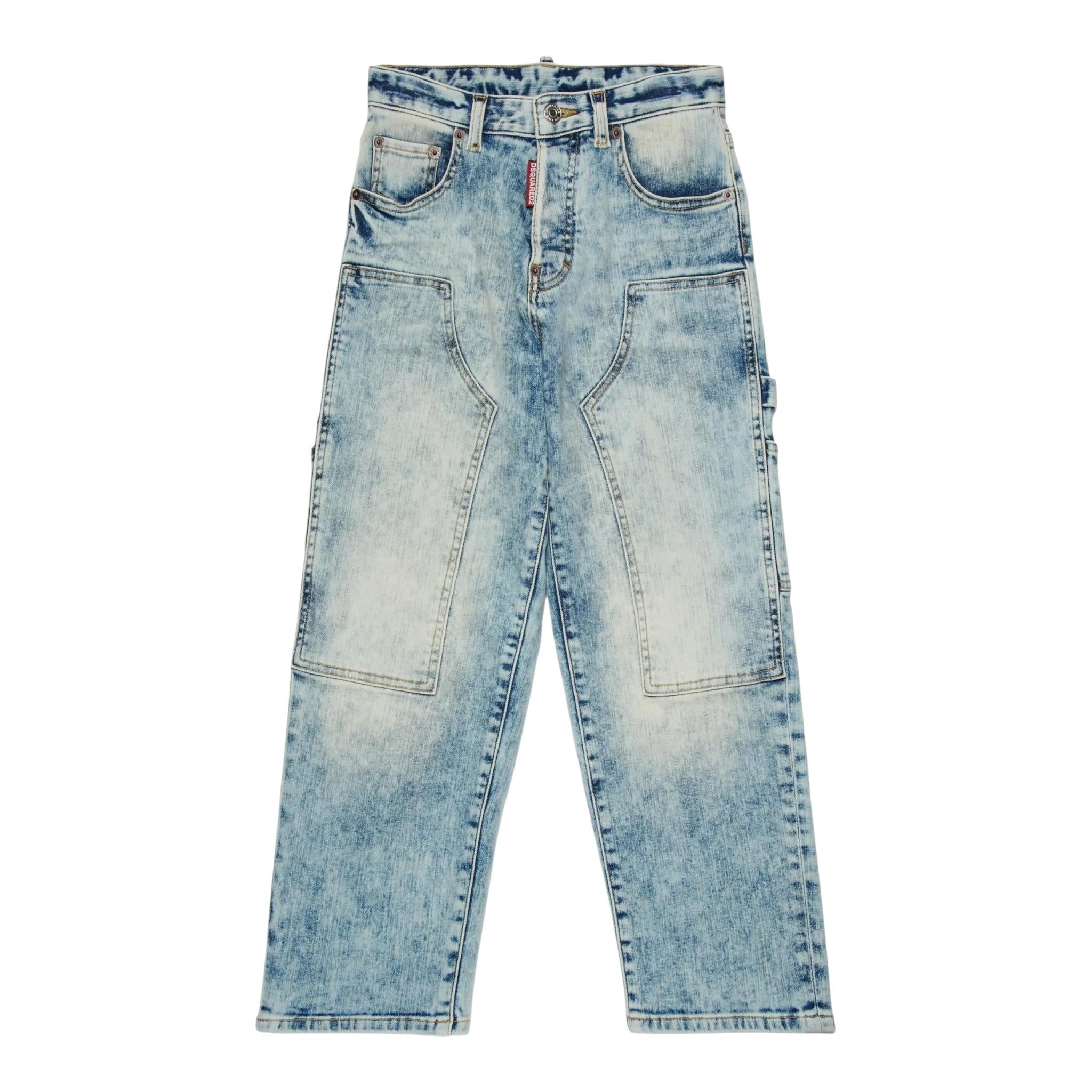 Dsquared2 Jeans Tinta Unita con Tasche per Bambino DQ2636 AZZURRO DSQUARED2 
