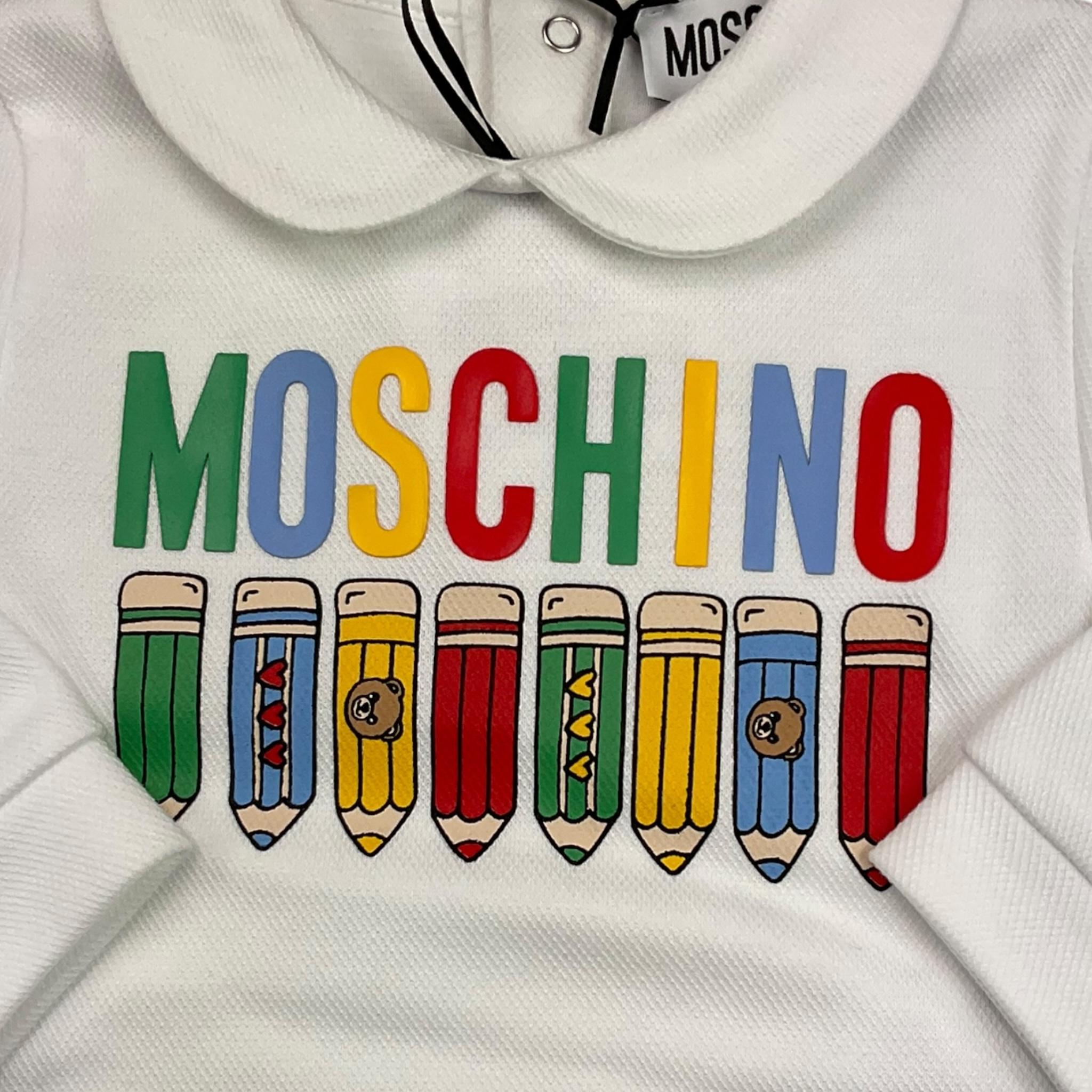 MOSCHINO tutina bicolore con stampa Bianco/grigio per Neonato MNY06Z BIANCO/GRIGIO MOSCHINO 