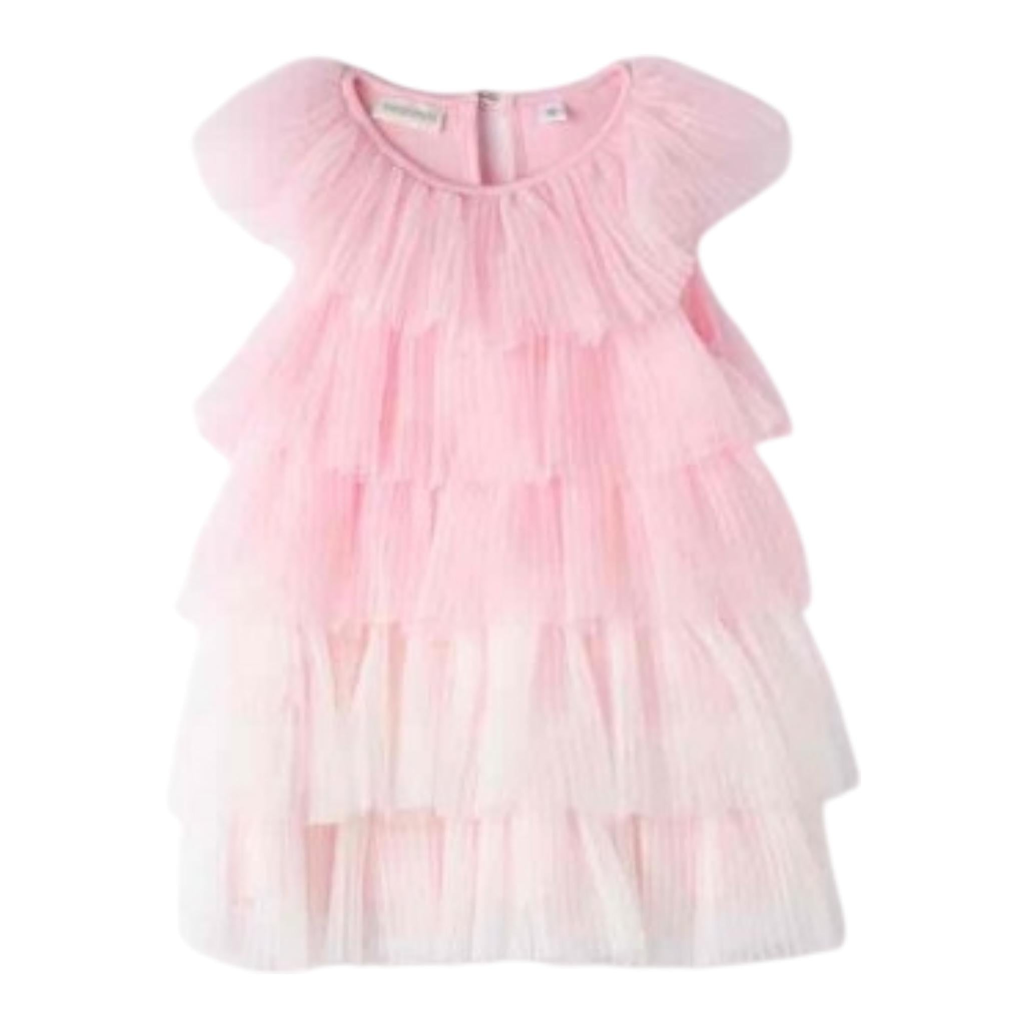 Sarabanda Abito Giromanica Tinta Unita con Tulle per Neonata 0B337 ROSA SARABANDA 