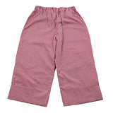 Little Ludo Plain Checked Trousers With Elastic Waist Red For Girls