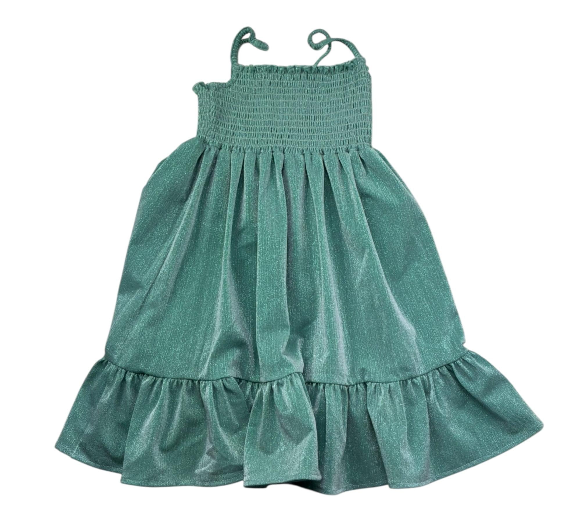 Saint Barth Abito Bretelline Tinta Unita Lurex per Bambina MIKI001 VERDE SAINT BARTH 