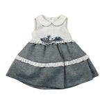 Ambaraba Abito Giromanica Bicolore con Applicazioni per Neonata 211 BIANCO/BLU AMBARABA 