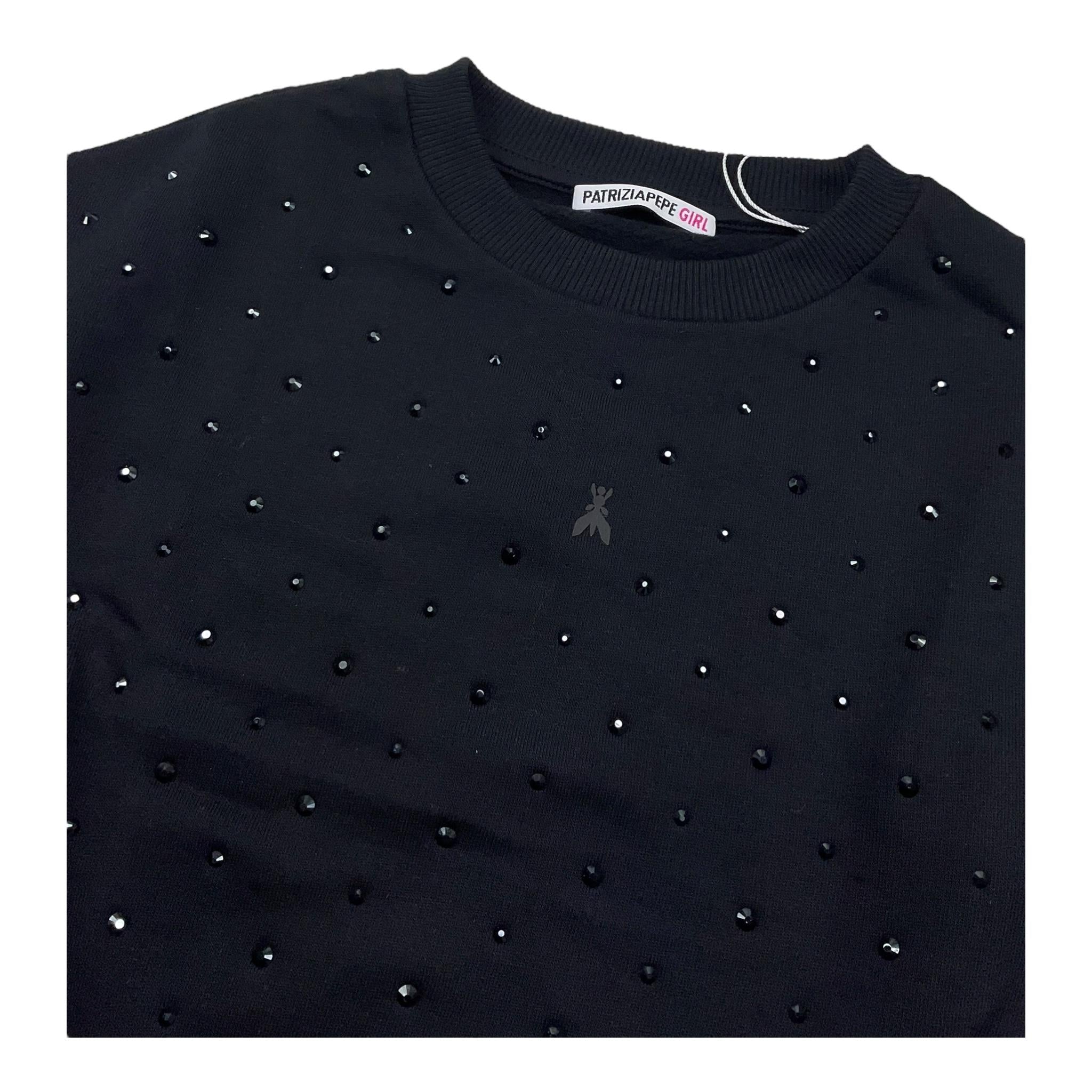 PATRIZIA PEPE felpa chiusa girocollo tinta unita con brillantini Nero per Bambina 7M0865 NERO PATRIZIA PEPE 