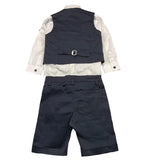 Damper Dan 4-Piece Set Vest-Shirt-Pants-Bow Ties Blue For Newborn