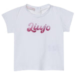 Liu Jo T-Shirt Girocollo Tinta Unita con Brillantini per Neonata HA5037X BIANCO LIU JO 