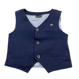 Sarabanda Solid Color Vest With Blue Buttons For Boys