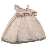 La Stupenderia One Shoulder Dress Solid Color With Pink Appliques For Girls