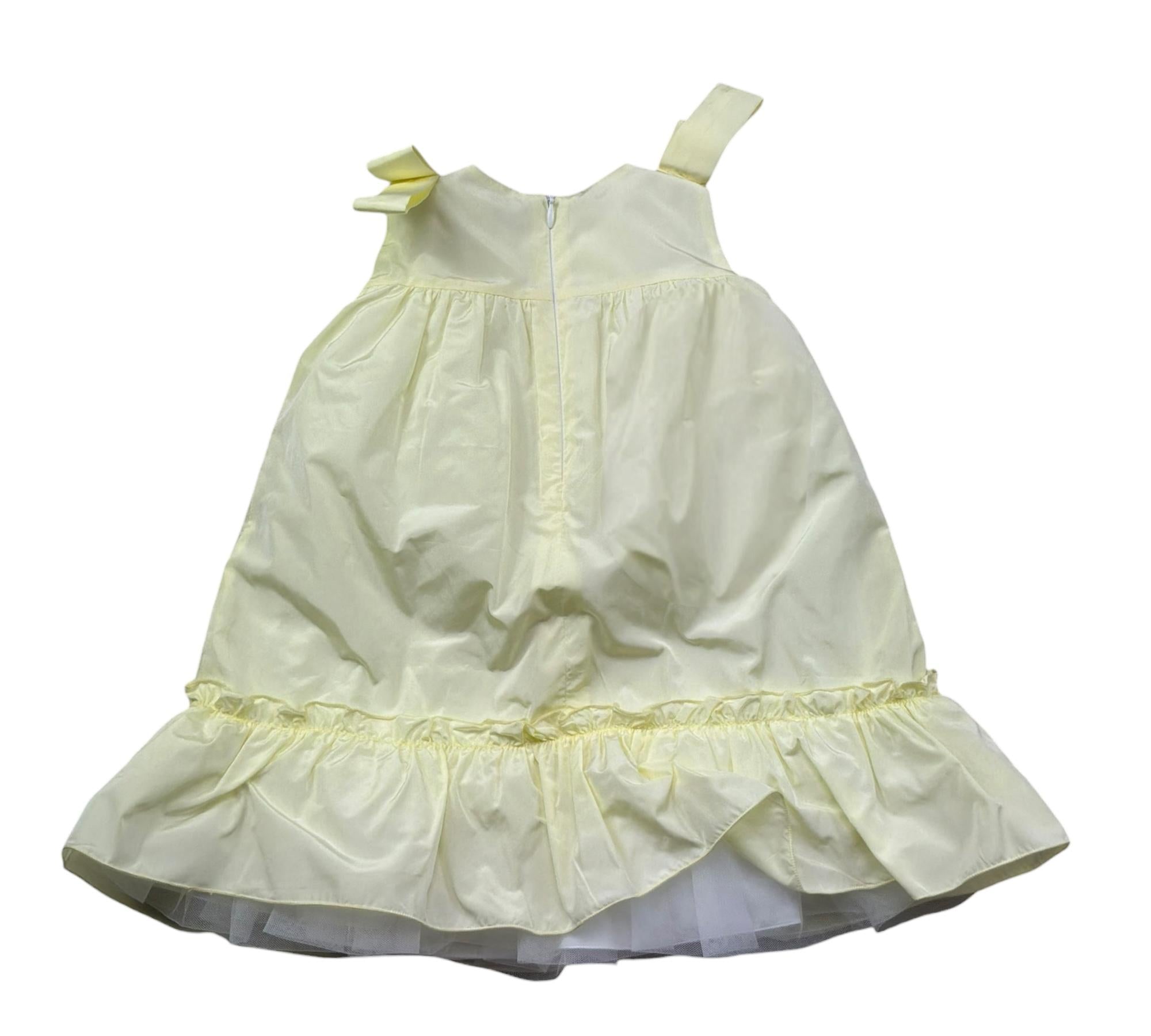 Le Bebe Abito Giromanica Tinta Unita con Ricami per Neonata LBG6369 GIALLO LE BEBE 