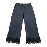 Meimeij Black Embroidery Solid Color Palazzo Pants For Girls