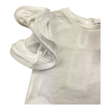 M+E' Solid Color Crew Neck T-Shirt with Ruffled Sleeves White for Baby Girls