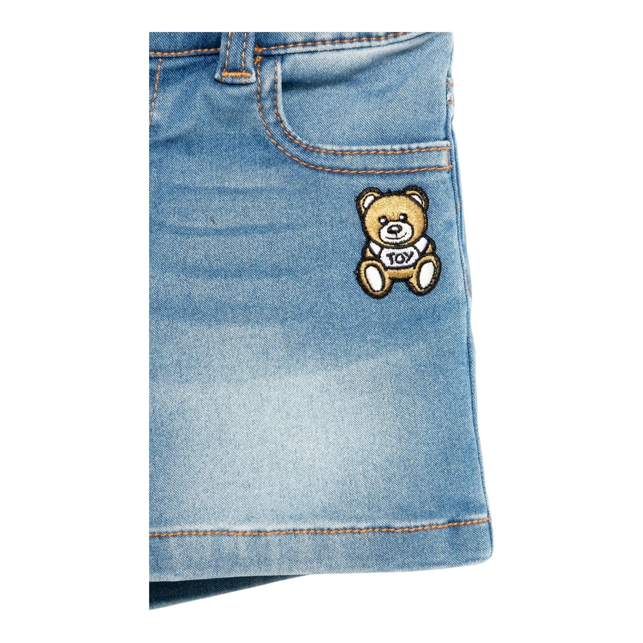 Moschino Bermuda Tinta Unita In Denim per Neonato MUQ01KN AZZURRO MOSCHINO 
