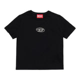 DIESEL t-shirt girocollo con logo brillantini Nero per Bambina J01953 NERO DIESEL 