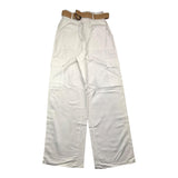 Janice Plain Palazzo Pants With Belt White For Girls