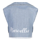 Marc Ellis Solid Color Denim Vest With Buttons Light Blue For Girls