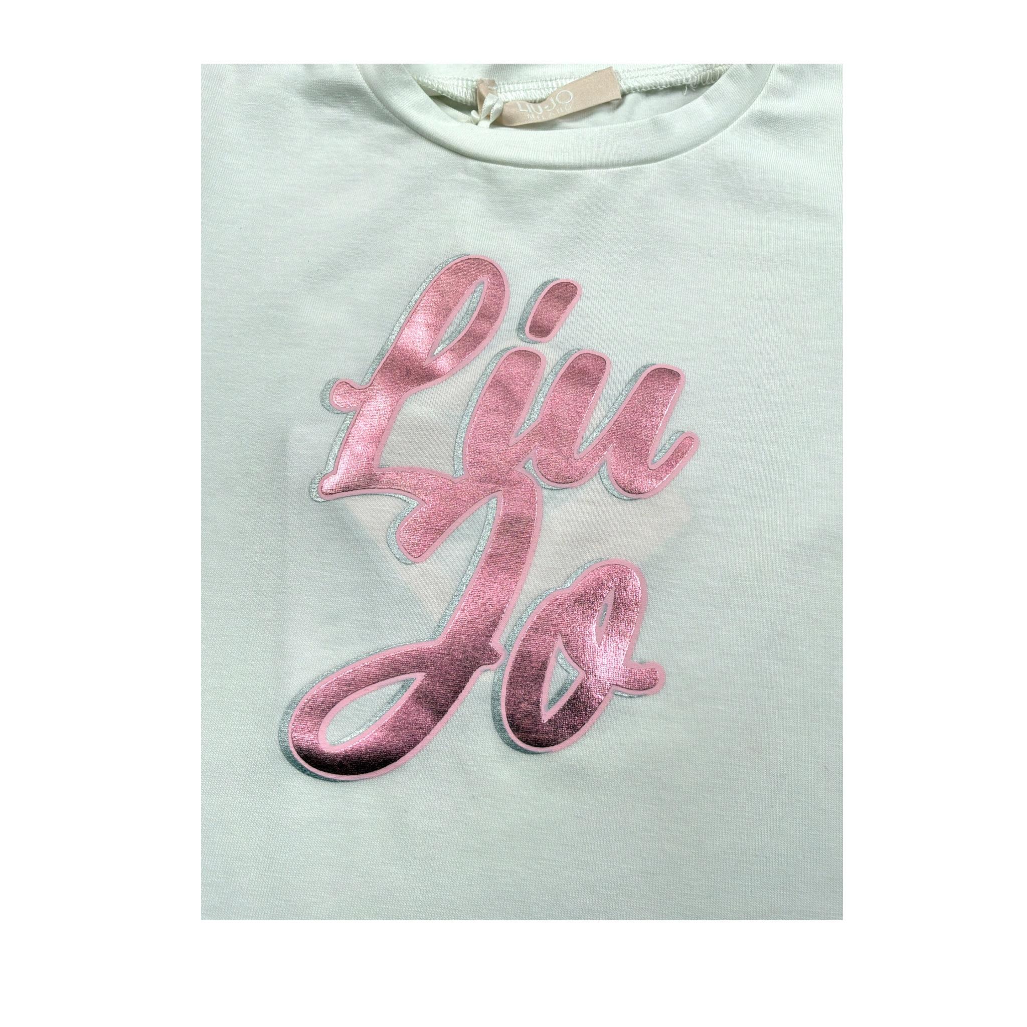 Liu Jo Tshirt Girocollo tinta unita con Stampa Bianco per Neonata KA4011 BIANCO LIU JO 