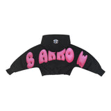 Barrow Kids Girls' Plain Front and Back Print Crop Hoodie with Black Hood