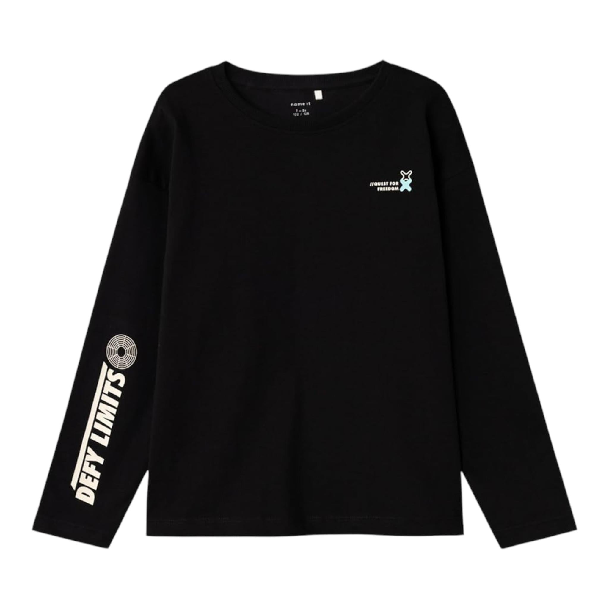 NAME.IT shirt girocollo tinta unia con stampa in contrasto Nero per Bambino 13234047 NERO NAME.IT 