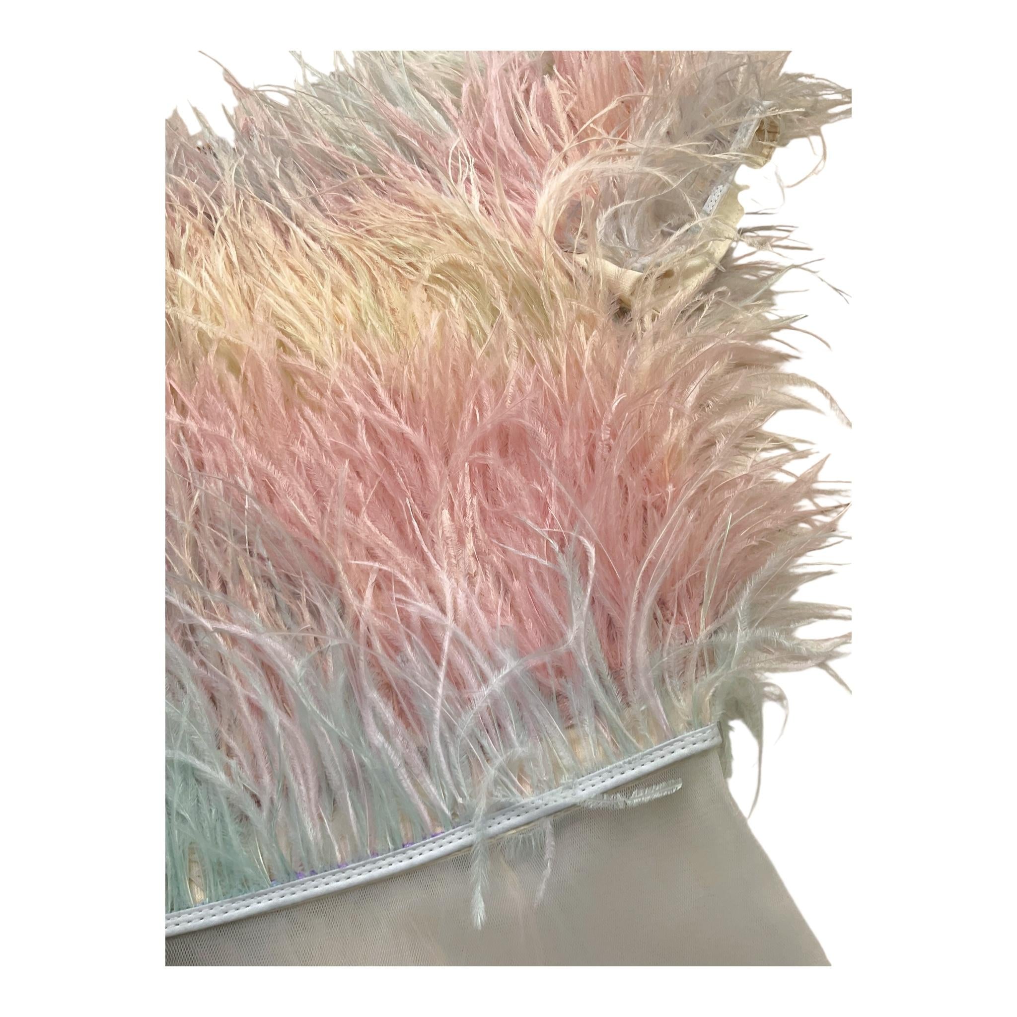 Nikolia Top Tinta Unita Giromanica con Piume per Bambina GLORIATOP ROSA NIKOLIA 