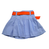 Vicolo Plain Skirt With Striped Pattern And Contrast Belt In Light Blue For Girls