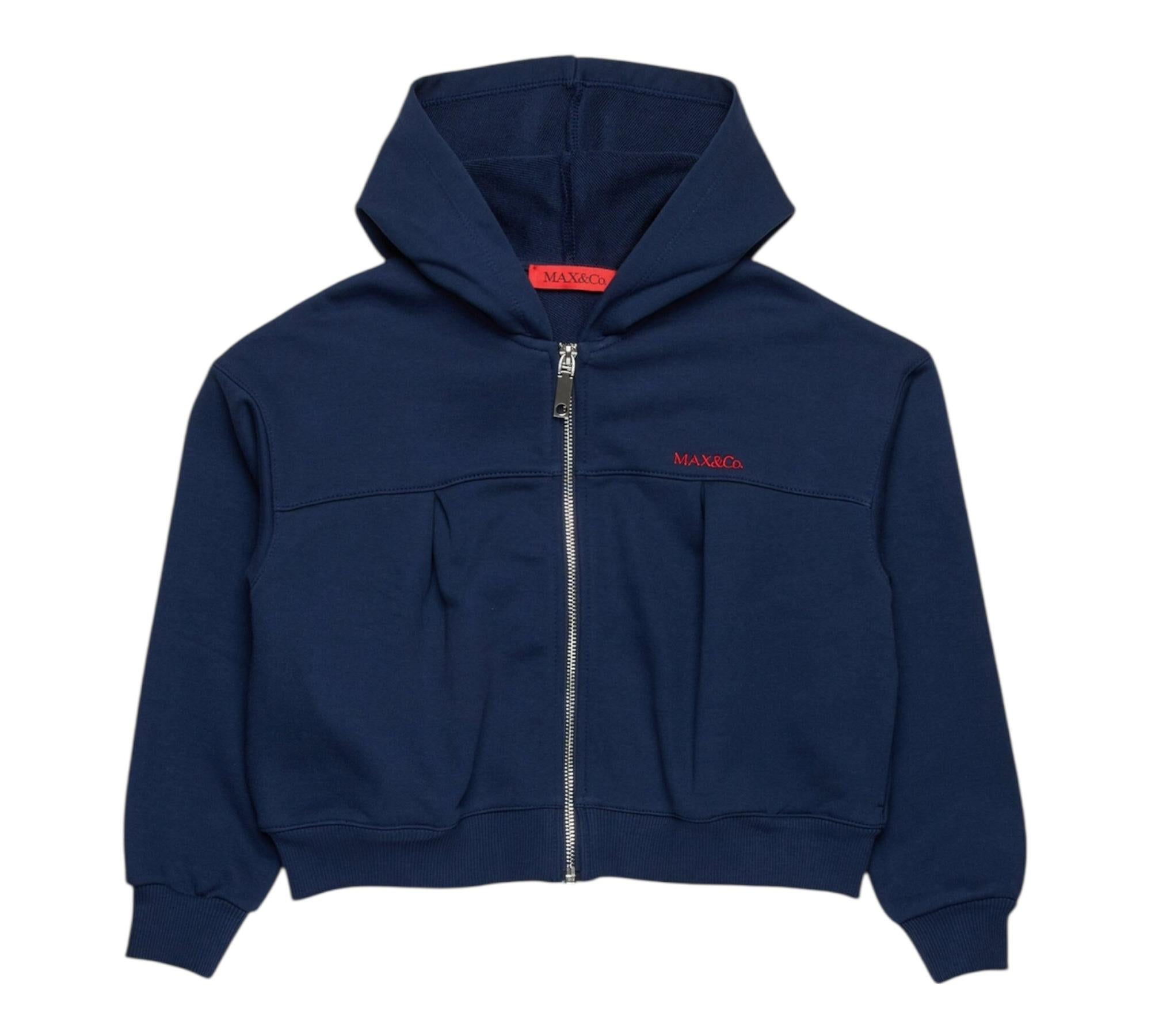 Max&Co. Felpa con Zip E Cappuccio Tinta Unita per Bambina MX01156 BLU MAX&Co. 