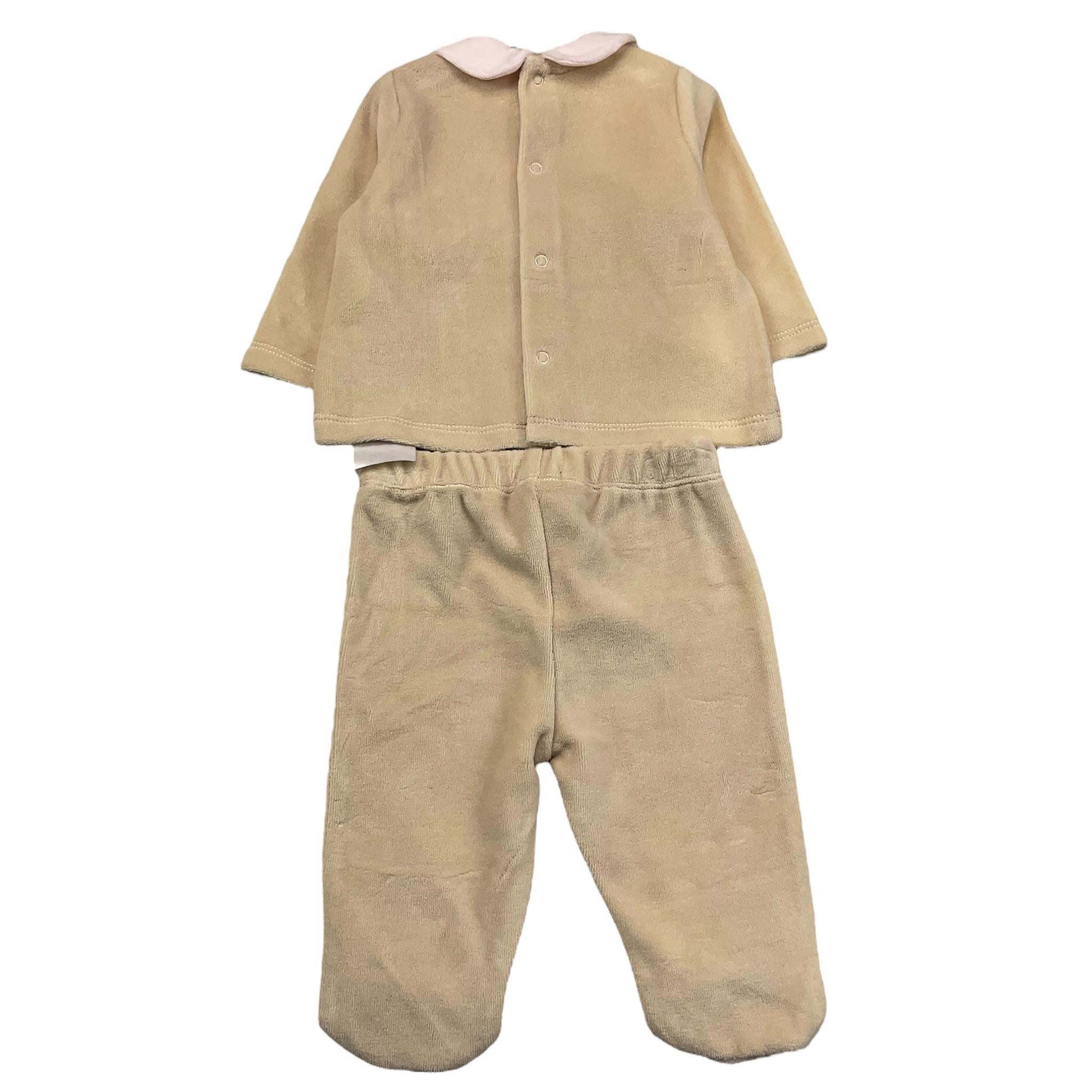 LE BEBE' completo 2 pezzi shirt-ghettina tinta unita in ciniglia Beige per Neonata LBG5962 BEIGE LE BEBE' 