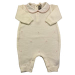 LITTLE BEAR tutina manica lunga tinta unita cn ricami in contrasto Panna per Neonata 9115A PANNA LITTLE BEAR 