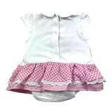 Lalalu' Two-Tone Romper With Checked Pattern And White/Pink Collar For Newborn Baby Girl