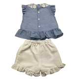 Barcellino Complete 2 Piece Shirt-Panty White/Blue For Baby Girl