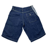 Emporio Armani Solid Color Denim Bermuda Shorts With Logo Trims Blue For Boys