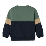 NAME.IT felpa chiusa bicolore girocollo con tasca Verde/blu per Neonato 13236280 VERDE/BLU NAME.IT 