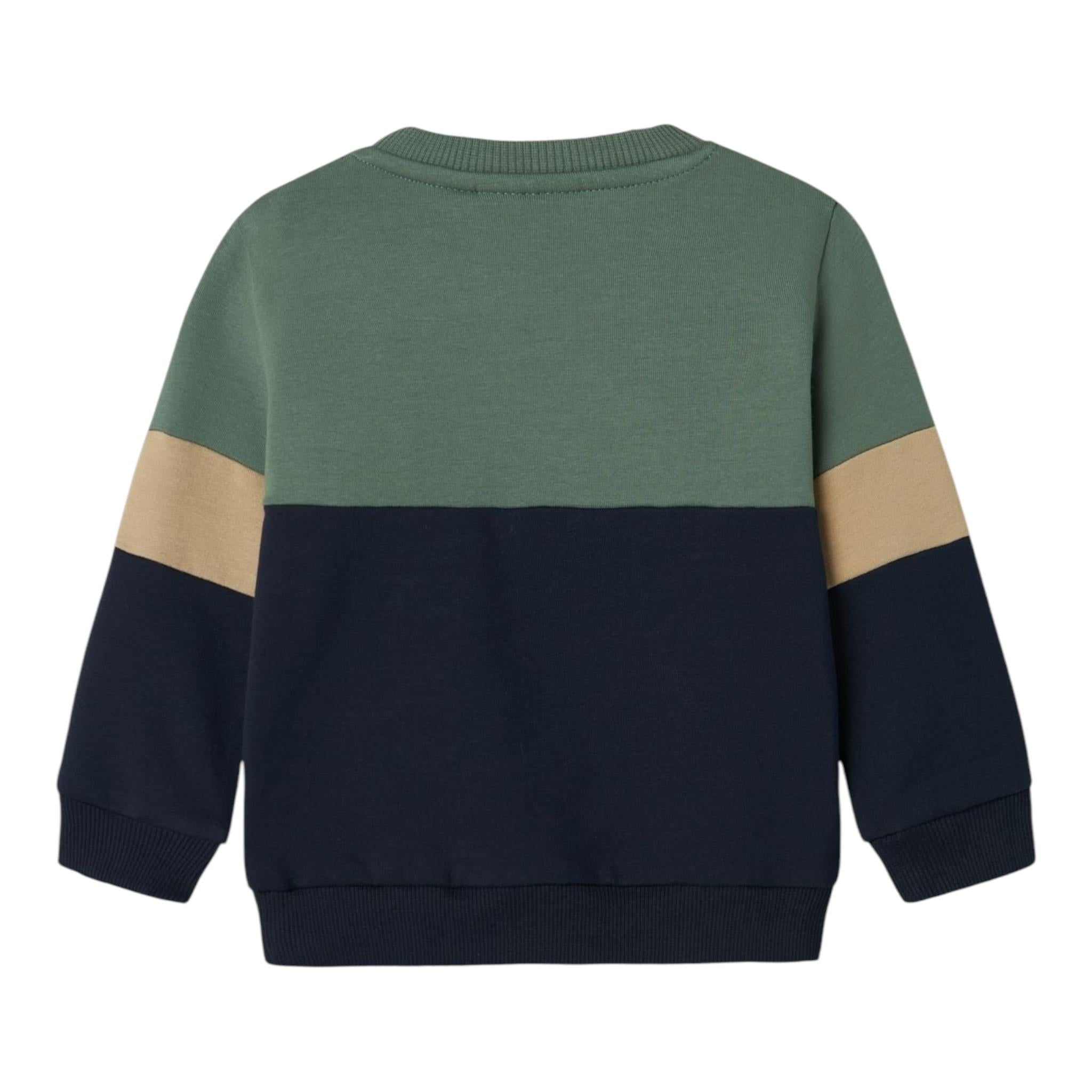 NAME.IT felpa chiusa bicolore girocollo con tasca Verde/blu per Neonato 13236280 VERDE/BLU NAME.IT 