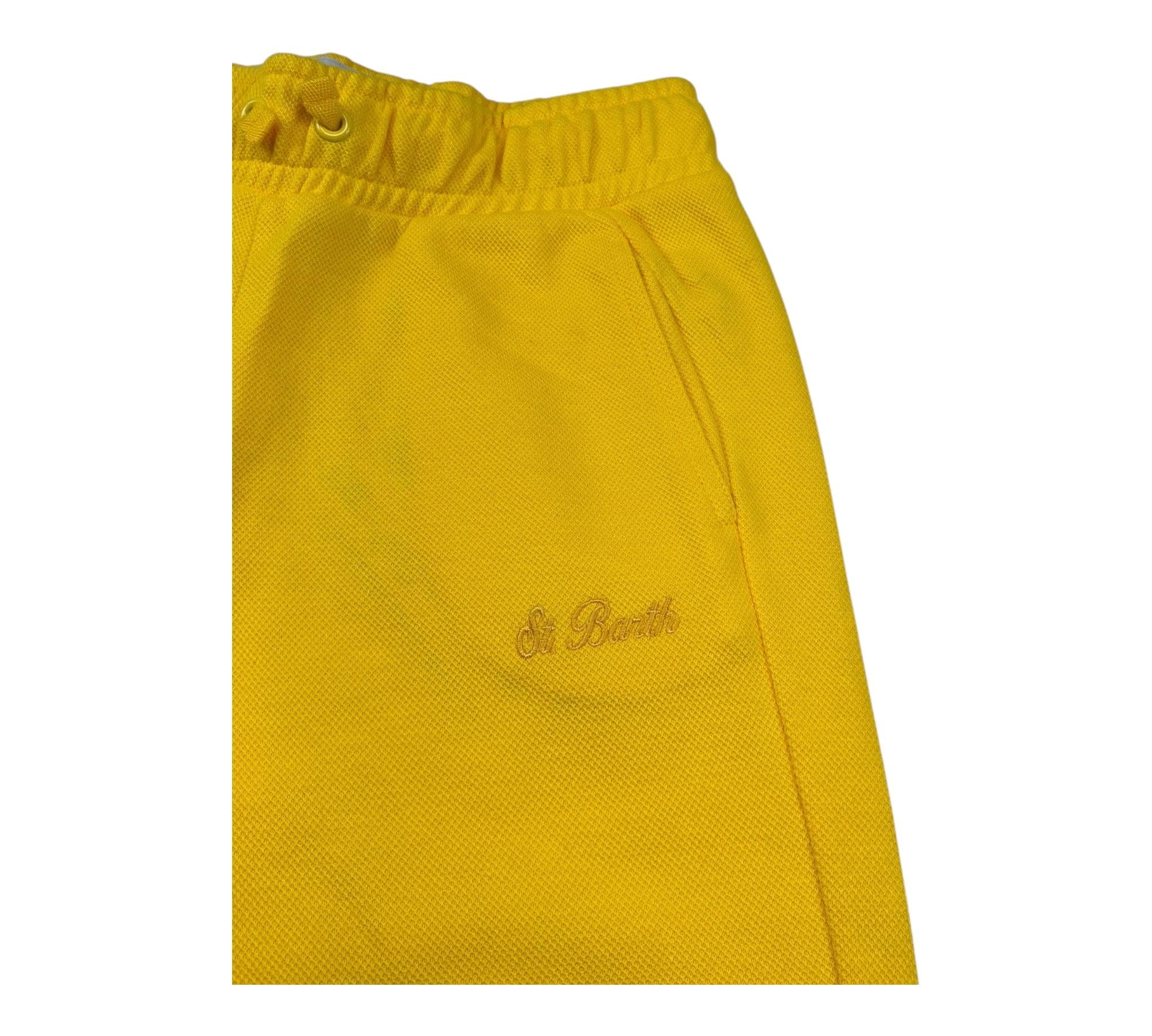Saint Barth Pantalone Tuta Tinta Unita con Ricamo per Bambino KENTON GIALLO SAINT BARTH 