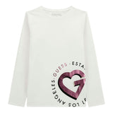 GUESS shirt girocollo tinta unita con stampa Bianco per Bambina J4RI28K6YW3 BIANCO GUESS 