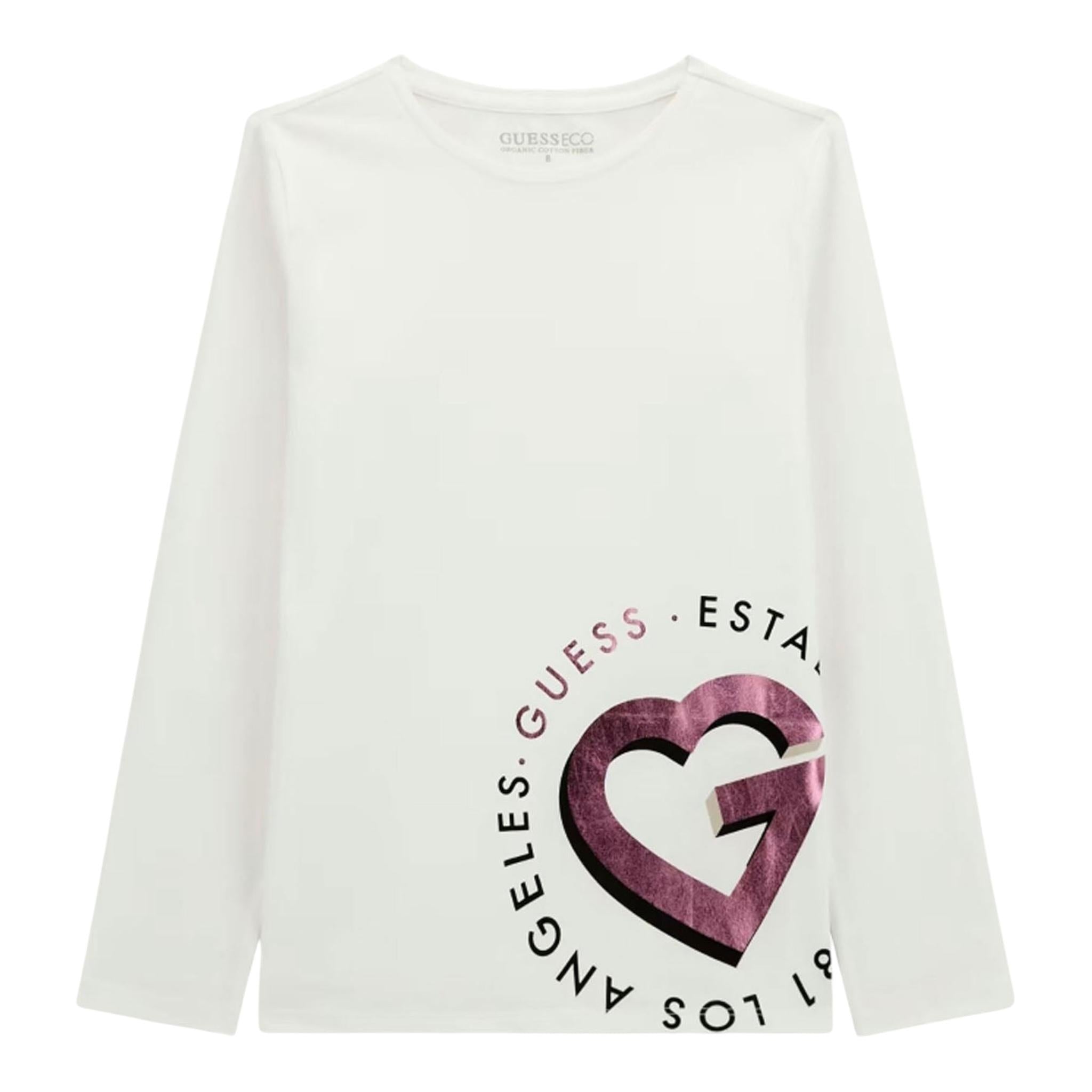 GUESS shirt girocollo tinta unita con stampa Bianco per Bambina J4RI28K6YW3 BIANCO GUESS 