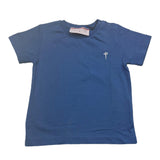 Cesare Paciotti Crew Neck T-Shirt Solid Color With Contrast Print Blue For Newborns