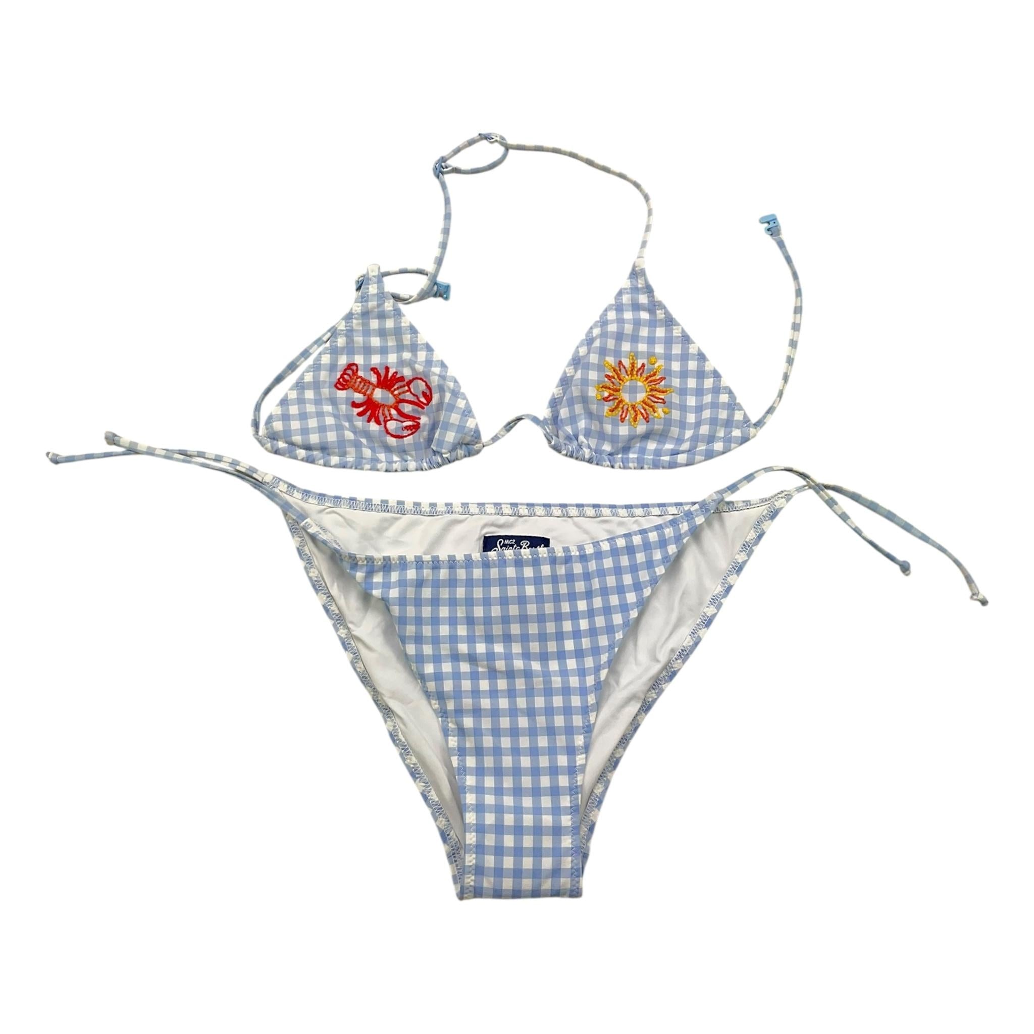 Saint Barth Costume 2 Pezzi Triangolo-Slip Bicolore per Bambina HOL0001 BIANCO/AZZURRO SAINT BARTH 