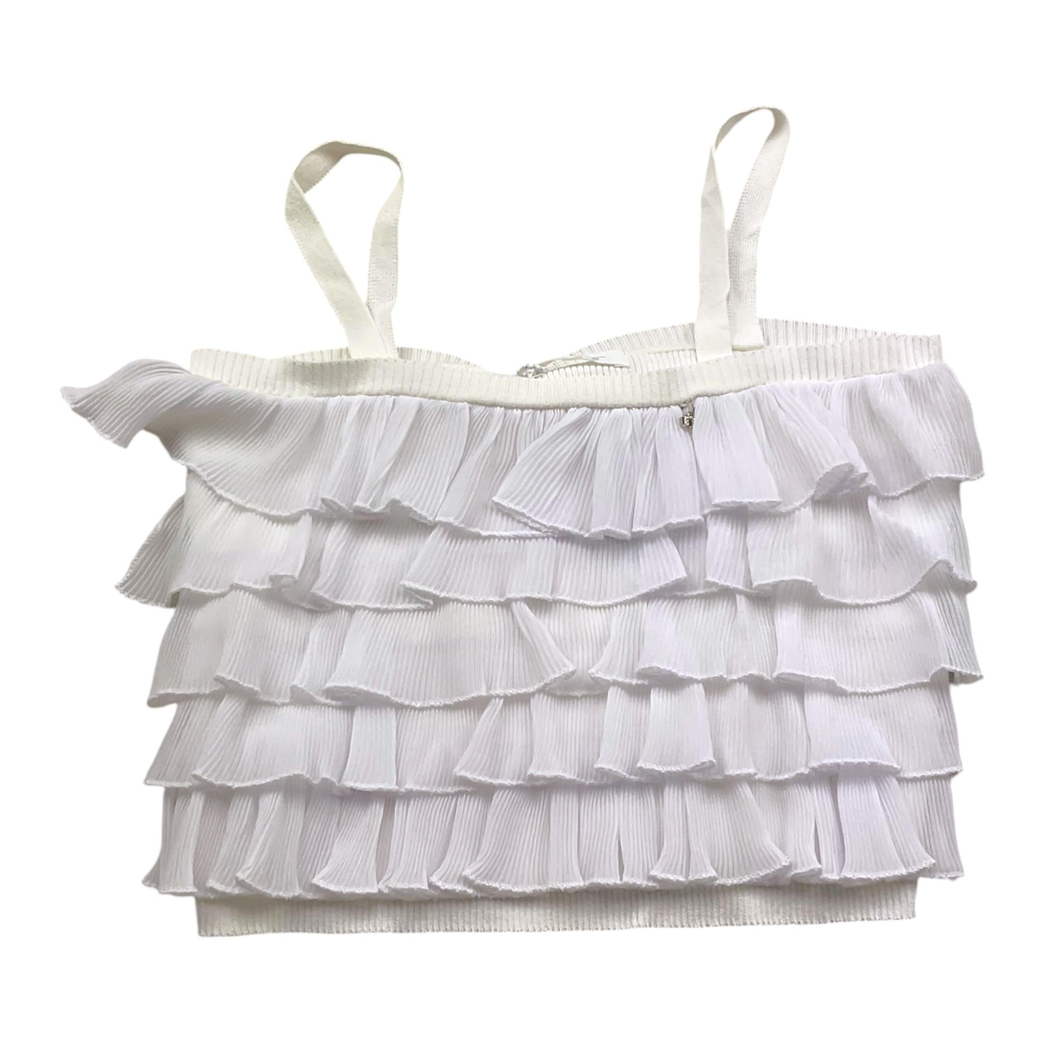 Met Top Tinta Unita con Rouches per Bambina ME291 BIANCO MET 