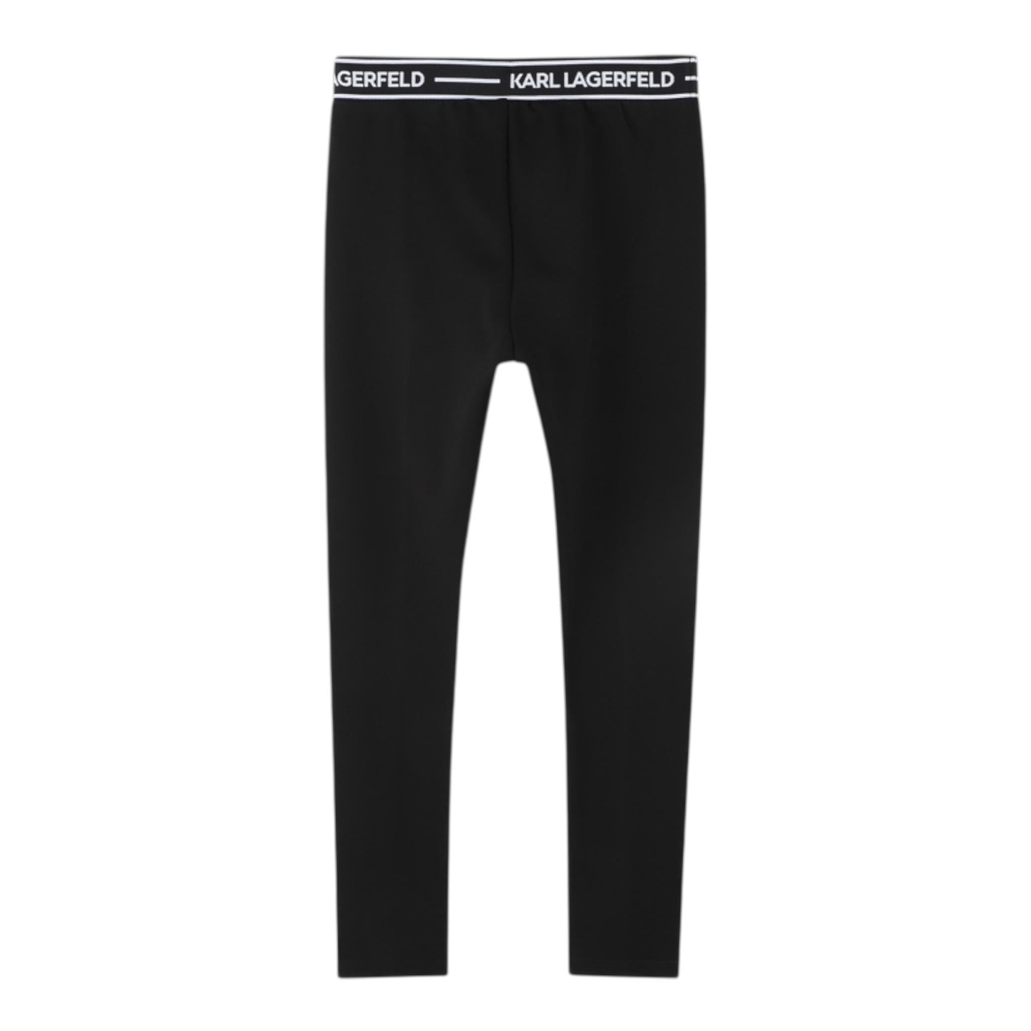 Karl Lagerfeld Leggins Tinta Unita con Elastico In Vita Logato per Bambina Z30452 NERO KARL LAGERFELD 
