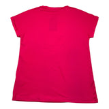 Cecyle Solid Color Crew Neck T-Shirt With Fuchsia Pattern For Girls