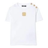 Balmain T-Shirt Girocollo Tinta Unita con Stampa per Bambino BW8P61 BIANCO BALMAIN 