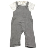 Teddy E Minou Complete T-Shirt-Dungarees Two-Tone White/Grey For Newborn