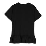Balmain Black Logo Print Solid Color Half Sleeve Dress For Girls