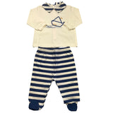 Lalalu' Complete 2 Piece Shirt-Ghettina Two-Tone Cream/Blue For Newborn
