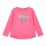 GUESS shirt tinta unita girocollo con stampa Fuxia per Bambina J4YI05K6YW4 FUXIA GUESS 