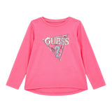 GUESS shirt tinta unita girocollo con stampa Fuxia per Bambina J4YI05K6YW4 FUXIA GUESS 