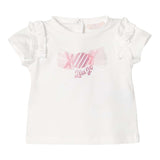 Liu Jo Solid Color Crew Neck T-Shirt with Contrasting Print White for Baby Girls